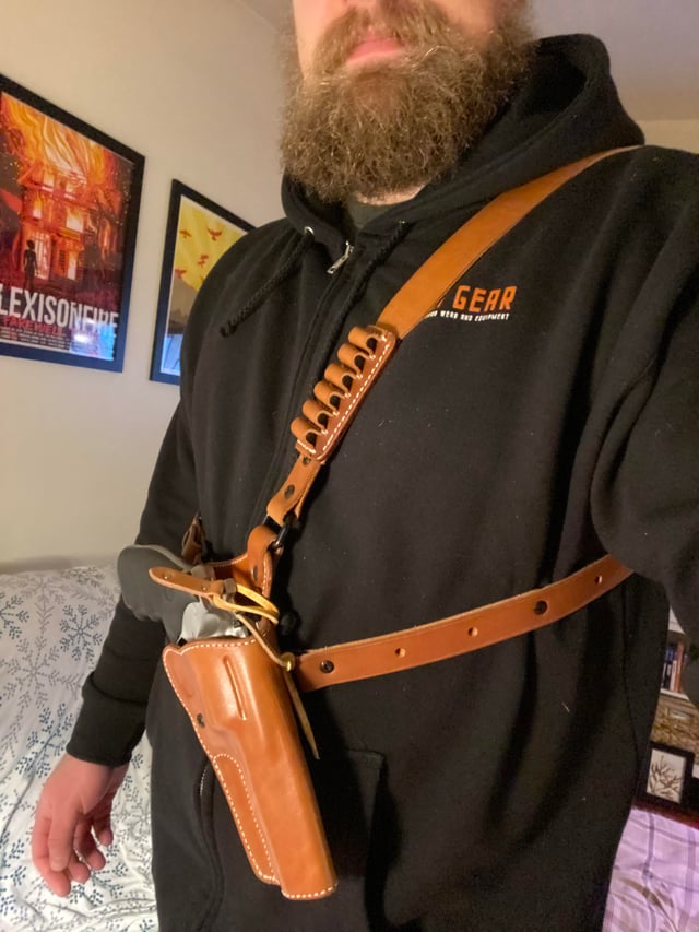 An application scenario or product detail of diamond d custom leather chest holster - Image 16