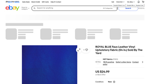 H&T Fabrics - ROYAL BLUE Faux Leather Vinyl Upholstery Fabric