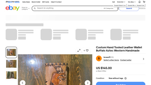 Custom Hand Tooled Leather Wallet - Buffalo Aztec Western