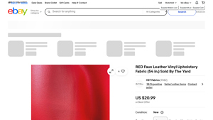 H&T Fabrics - RED Faux Leather Vinyl Upholstery Fabric