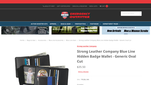 Strong Leather Company - Blue Line Hidden Badge Wallet