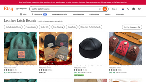 Etsy - Custom Leather Patch Beanies