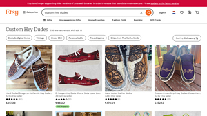 Etsy - Custom Leather Tooled Hey Dude Shoes