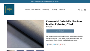 Fabric Bistro - Commercial Periwinkle Blue Faux Leather Upholstery Vinyl