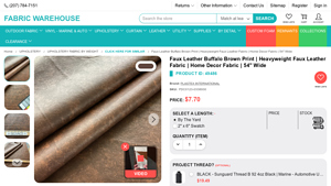 Fabric Warehouse - Faux Leather Buffalo Brown Print