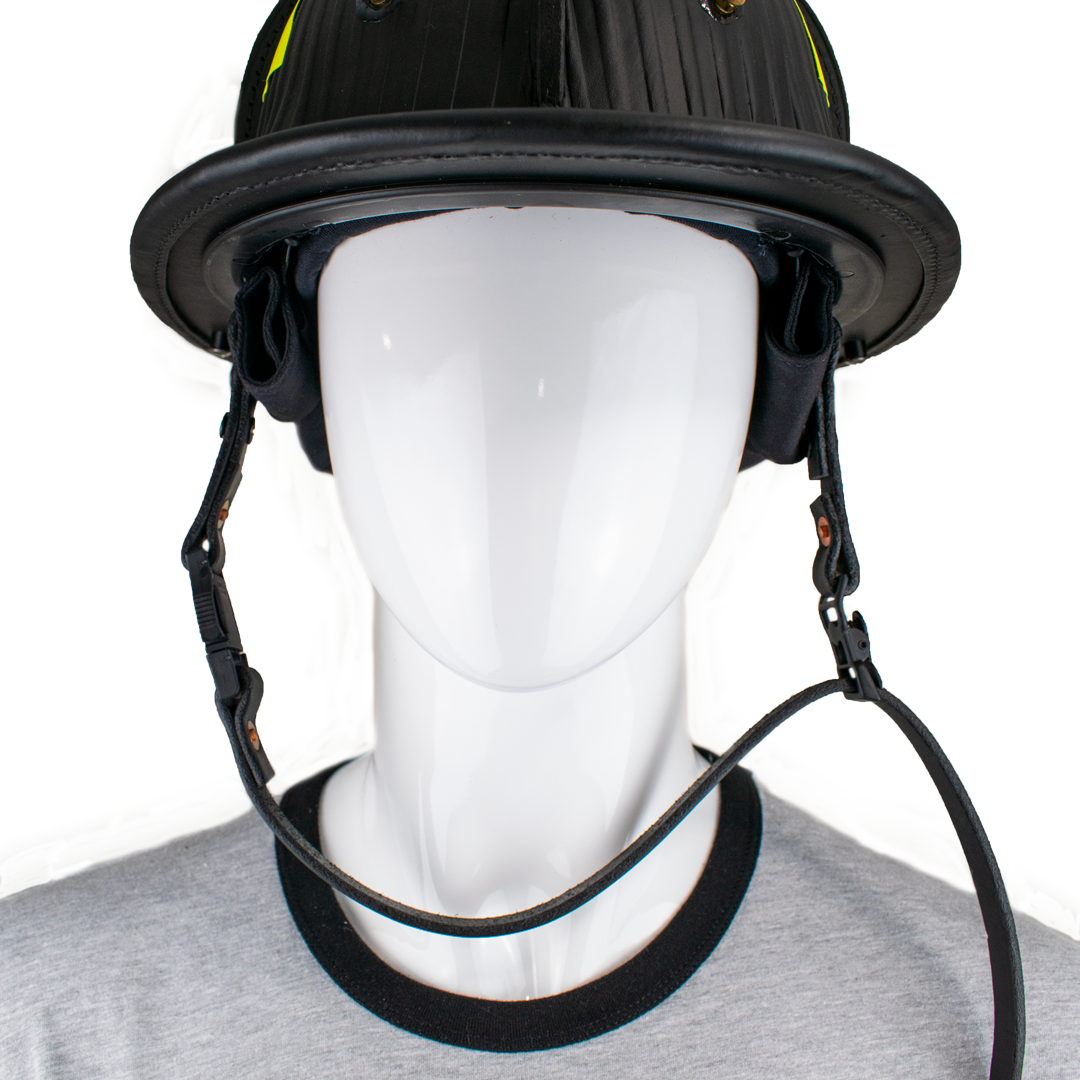 An application scenario or product detail of firefighter helmet leather chin strap - Image 1