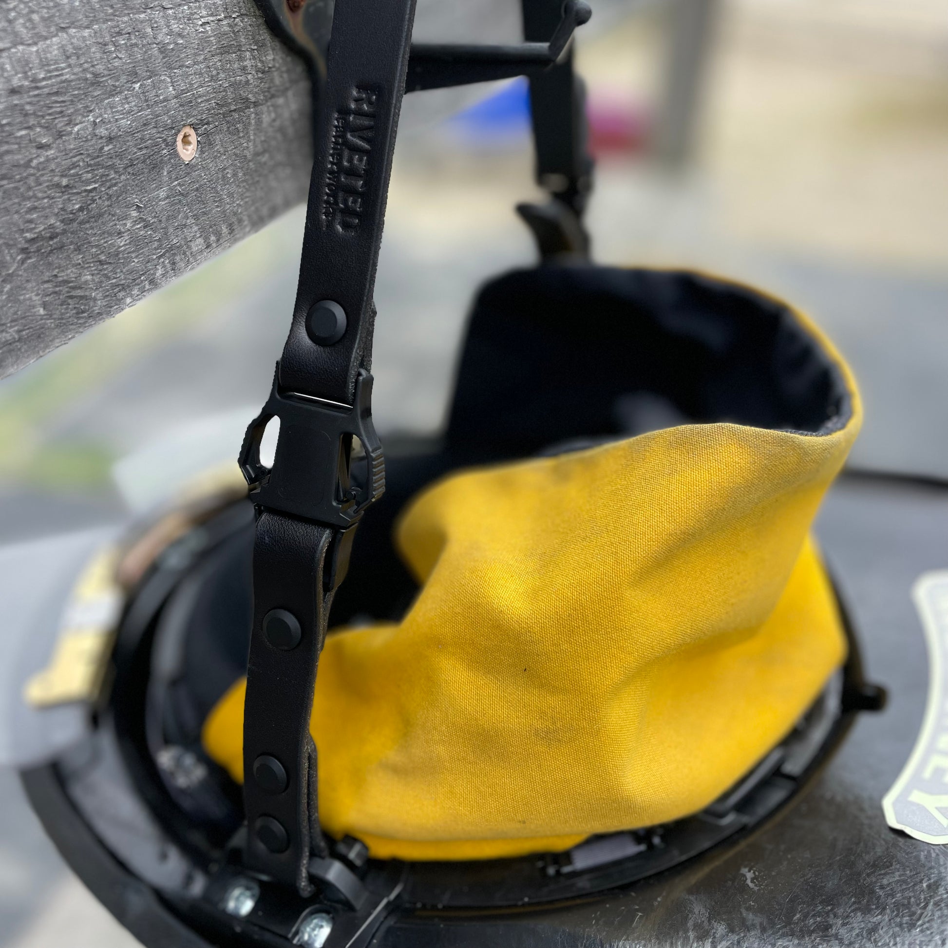 An application scenario or product detail of firefighter helmet leather chin strap - Image 17