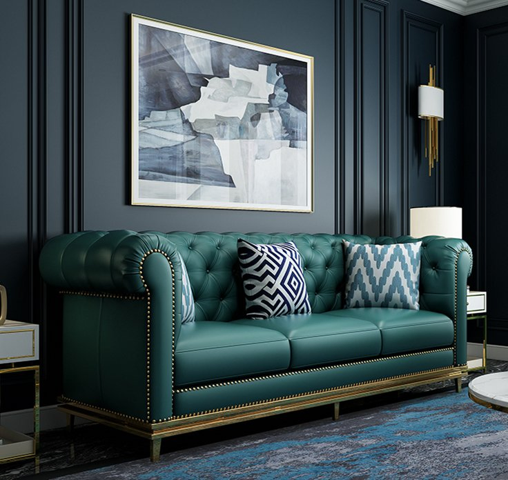 An application scenario or product detail of green microfiber sofa - Image 13