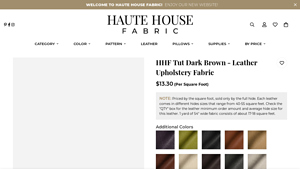 Haute House Fabric - HHF Tut Dark Brown Leather Upholstery Fabric