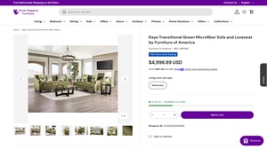 Furniture of America - Kaye Transitional Green Microfiber Sofa and Loveseat