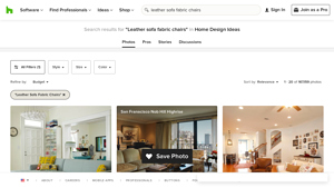 Houzz - Leather Sofa Fabric Chairs