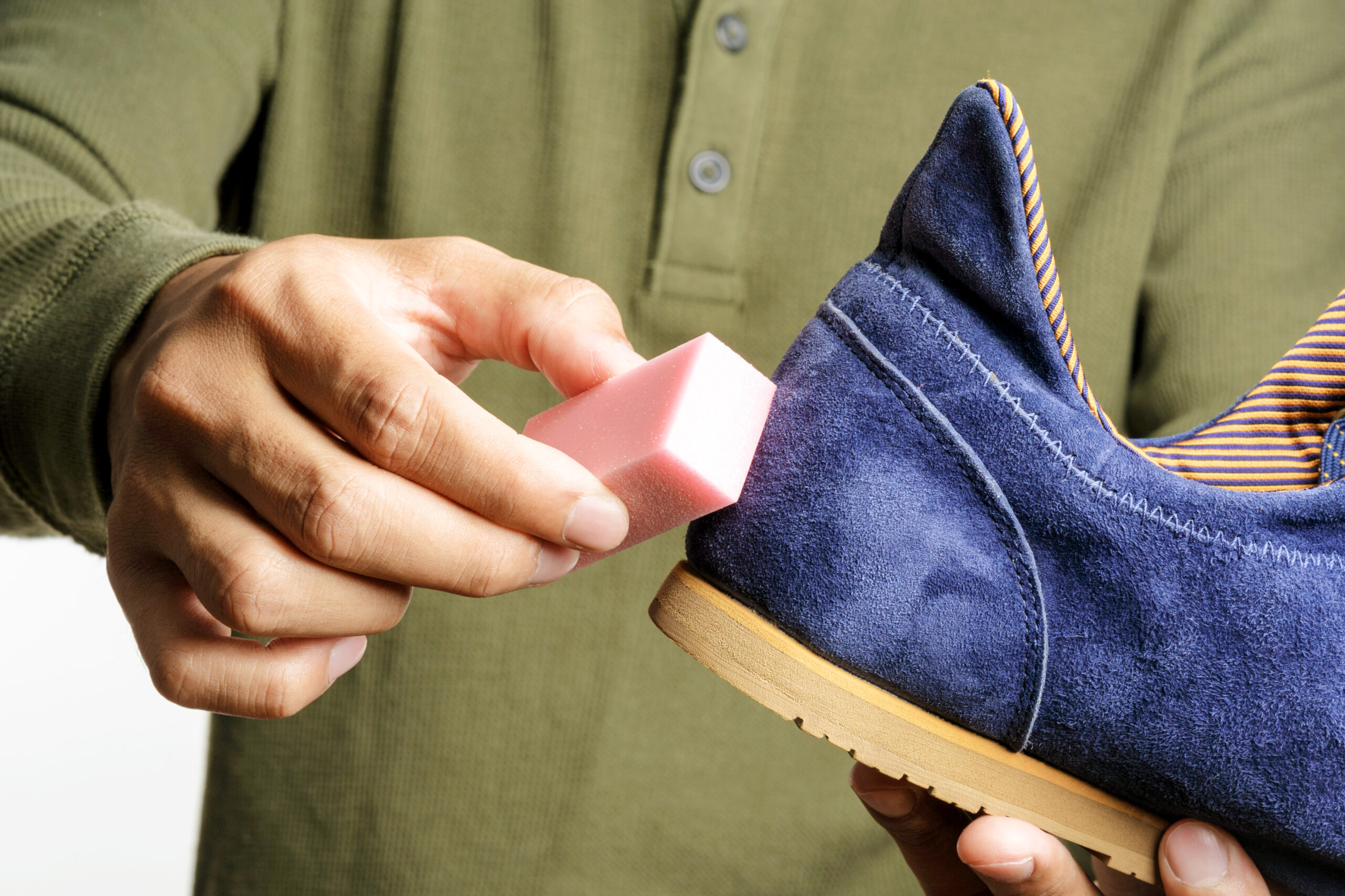 An application scenario or product detail of how to clean faux suede shoes - Image 1