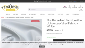 I Want Fabric - Fire Retardant Faux Leather Upholstery Vinyl