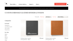 JB Custom Journals - Custom Embossed Leather Binders & Folios