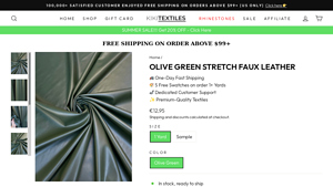 Kiki Textiles - Olive Green Stretch Faux Leather