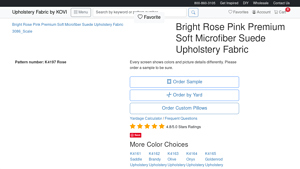 Kovi Fabrics - Bright Rose Pink Premium Soft Microfiber Suede Upholstery Fabric