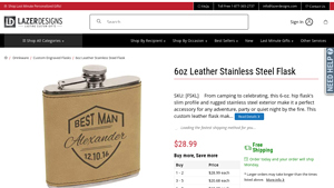 Lazer Designs - Engraved Flask