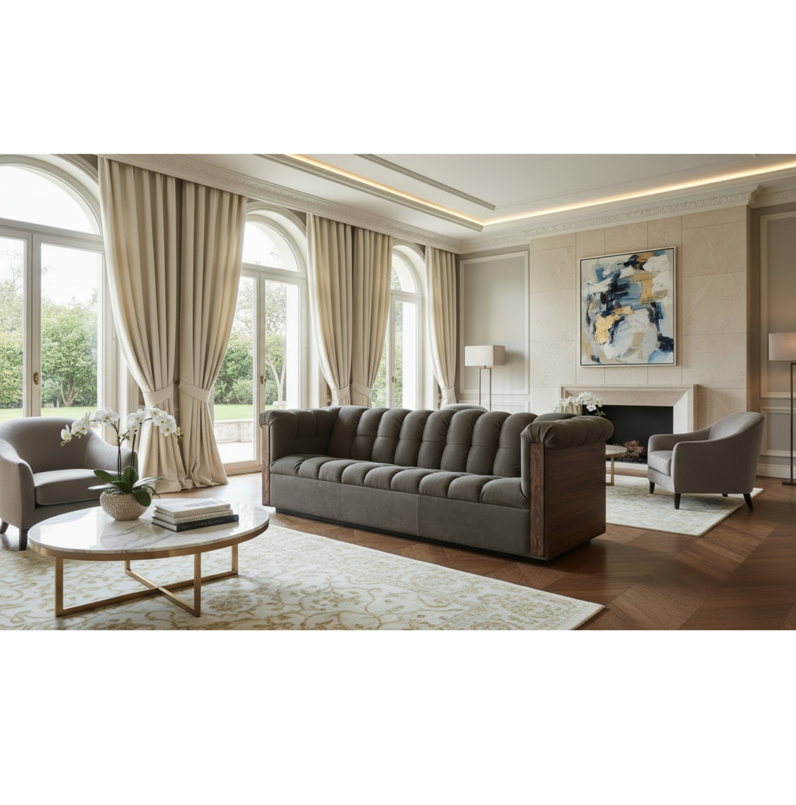 An application scenario or product detail of leather and suede couch - Image 7
