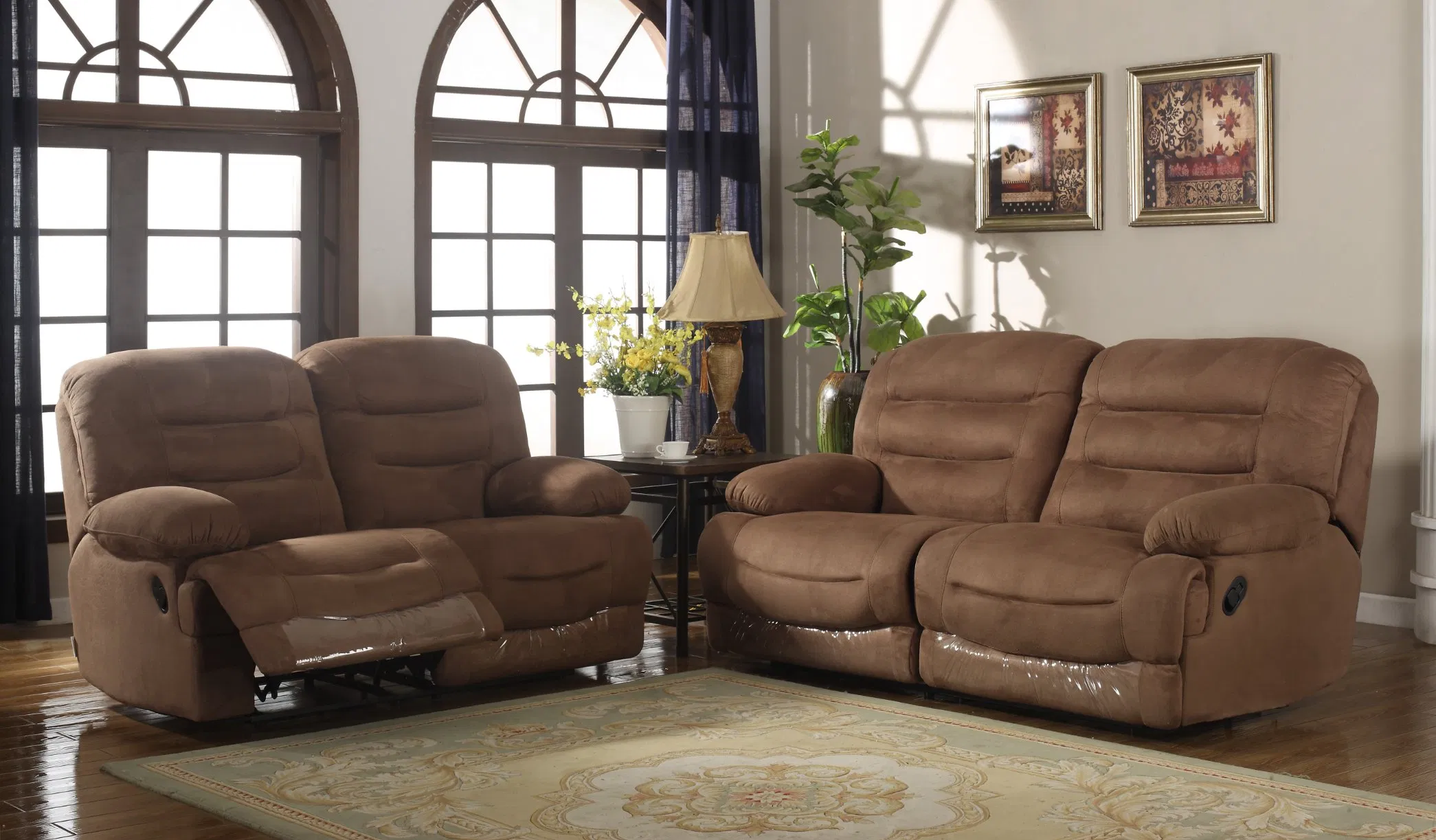 An application scenario or product detail of leather and suede couch - Image 9