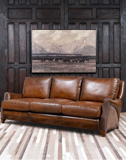 An application scenario or product detail of leather and suede sofa - Image 2