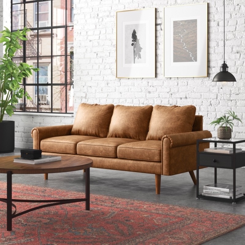 An application scenario or product detail of leather and suede sofa - Image 5