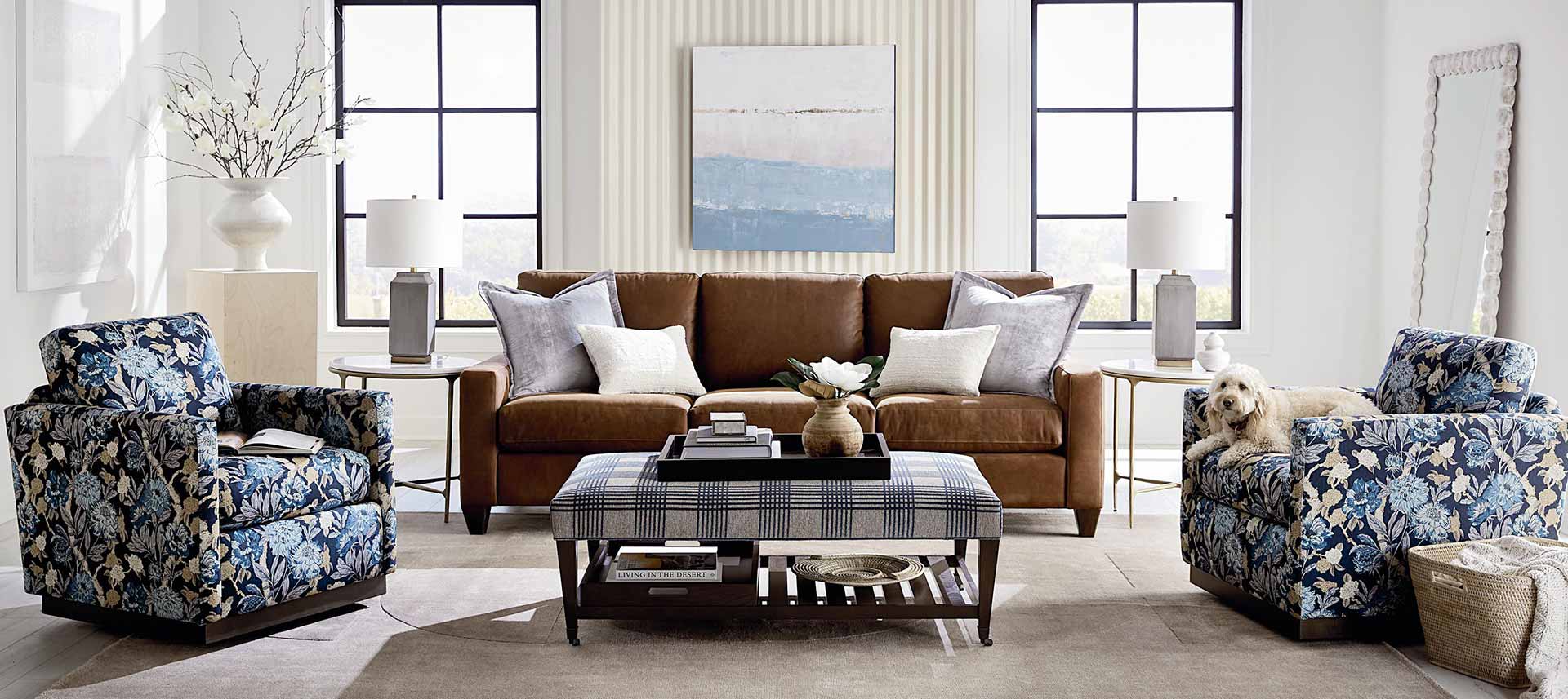 An application scenario or product detail of leather chair with fabric sofa - Image 8