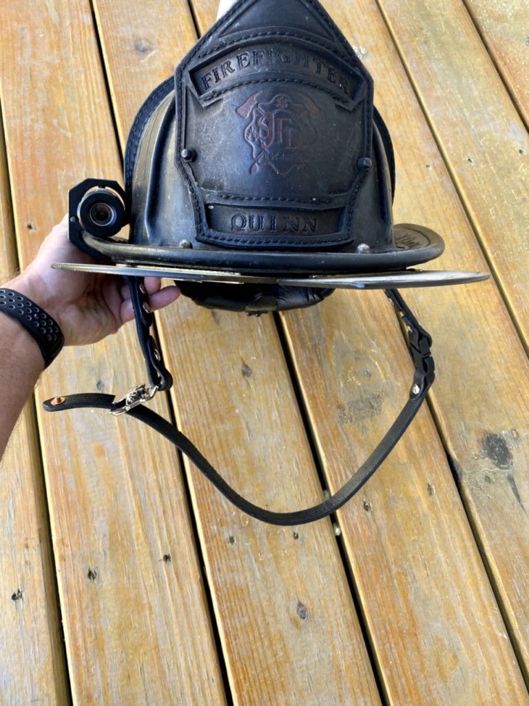 An application scenario or product detail of leather fire helmet chin strap - Image 19