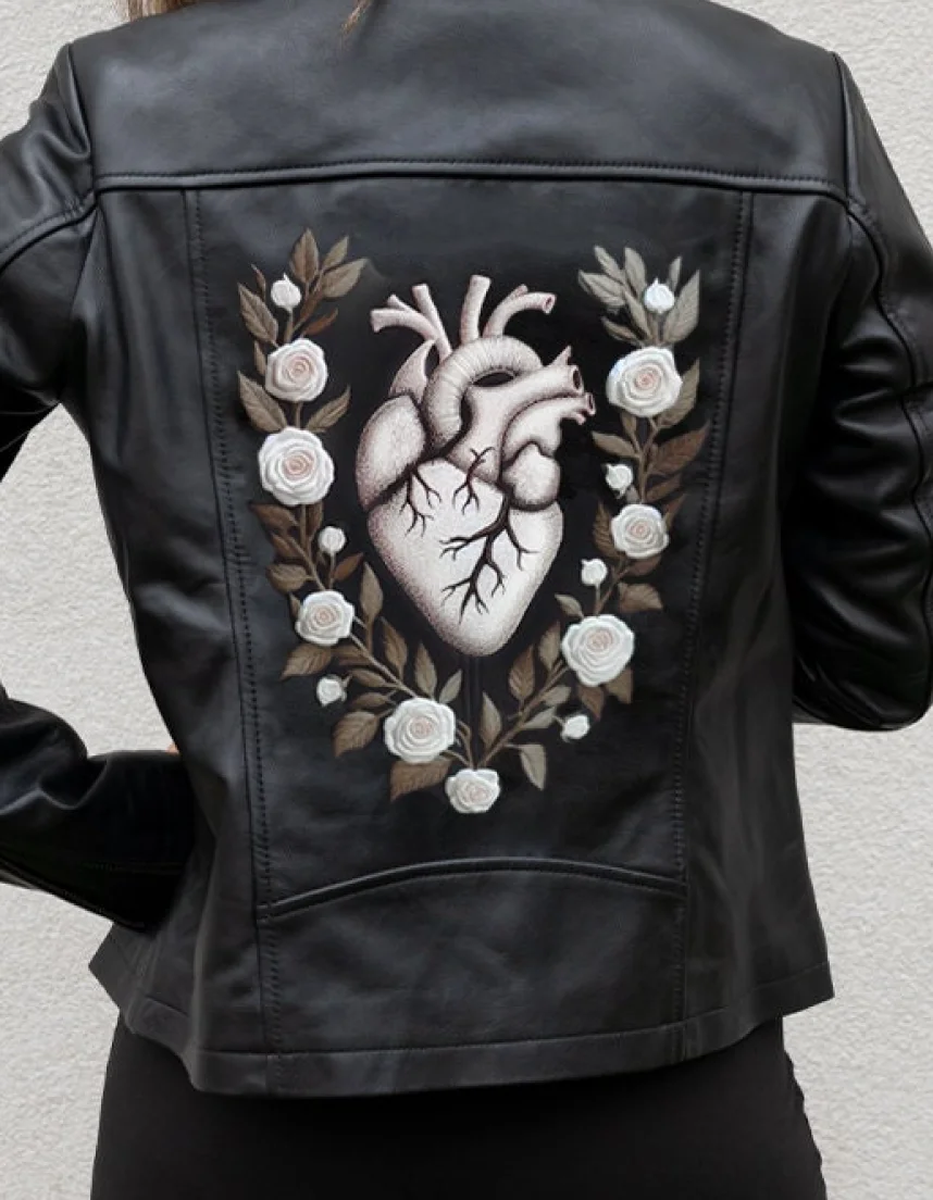 An application scenario or product detail of leather jacket custom embroidery - Image 22