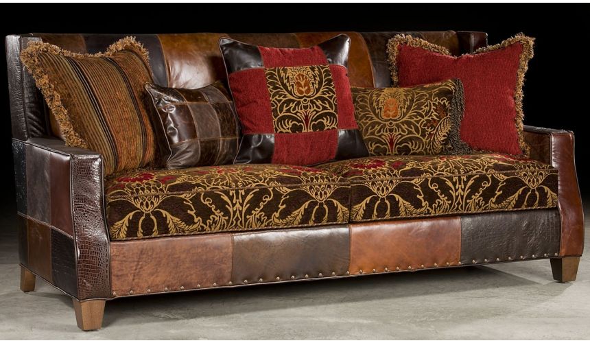 An application scenario or product detail of leather sofa with fabric cushions - Image 13