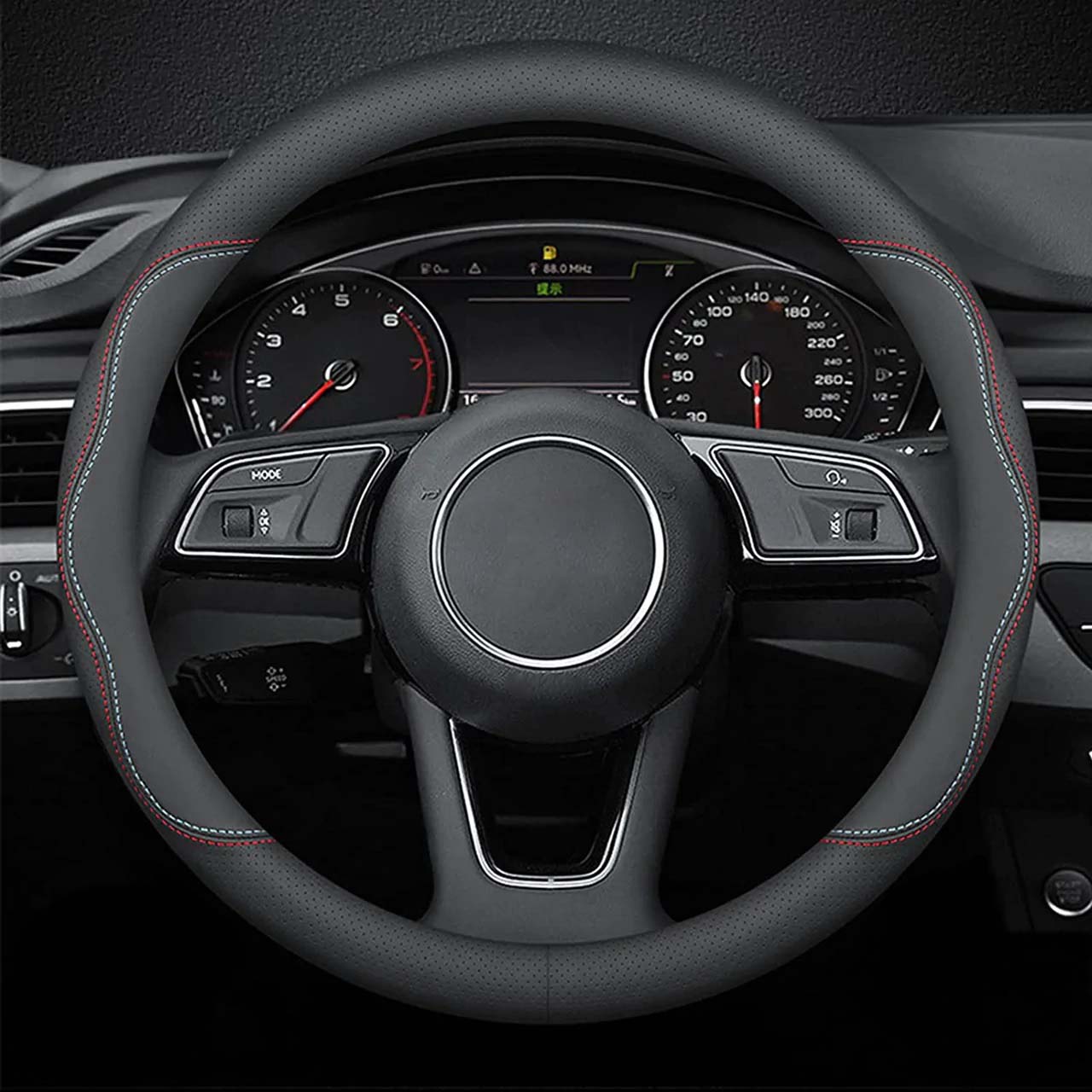 An application scenario or product detail of leather steering wheel cover custom - Image 4