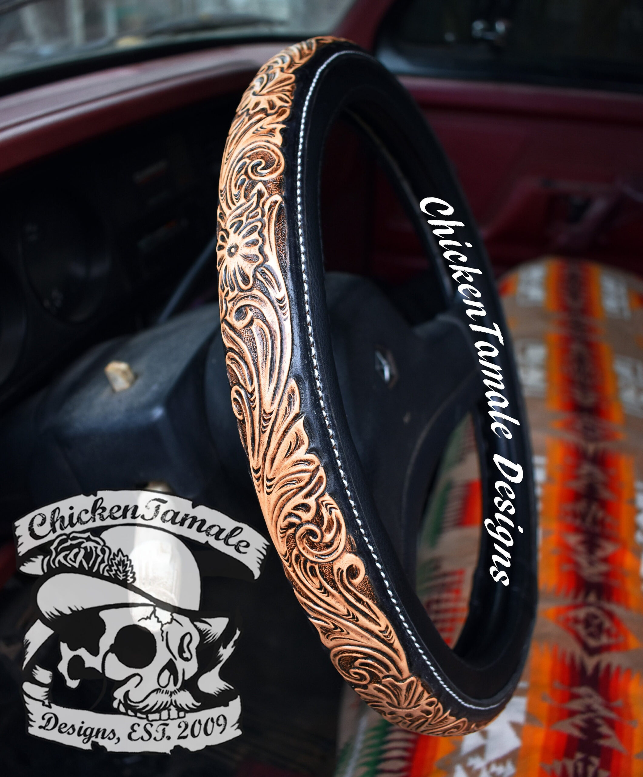 An application scenario or product detail of leather steering wheel cover custom - Image 8