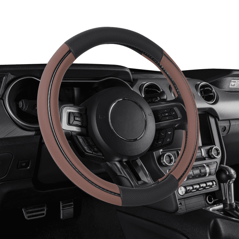 An application scenario or product detail of leather steering wheel cover custom - Image 12