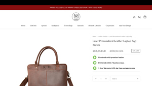 Mahileather - Laser Personalized Leather Laptop Bag