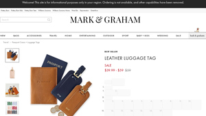 Mark and Graham - Leather Luggage Tag