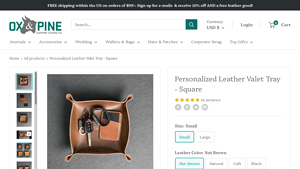 Ox and Pine - Personalized Leather Valet Tray