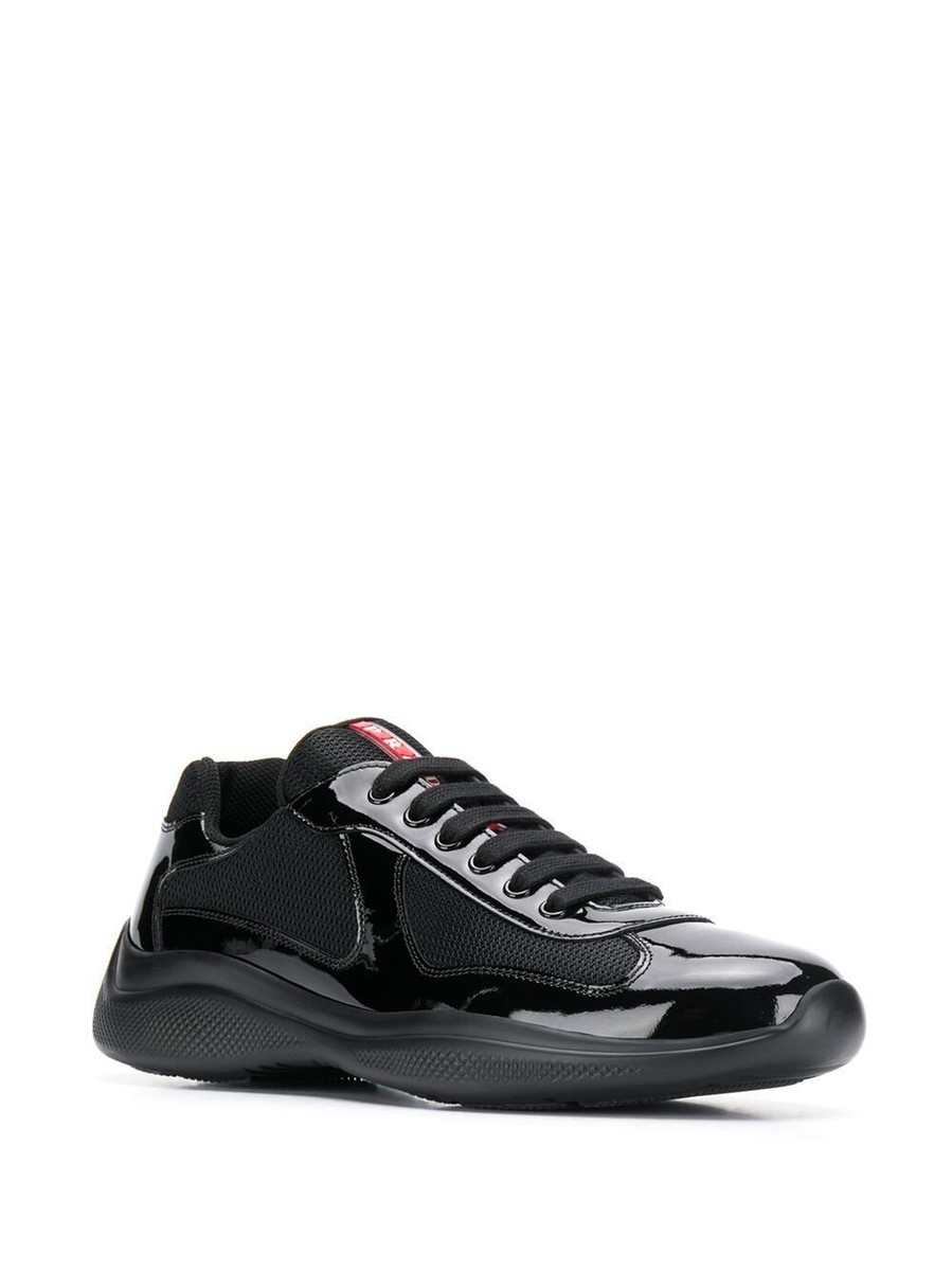 An application scenario or product detail of patent leather and technical fabric prada america's cup sneakers - Image 3