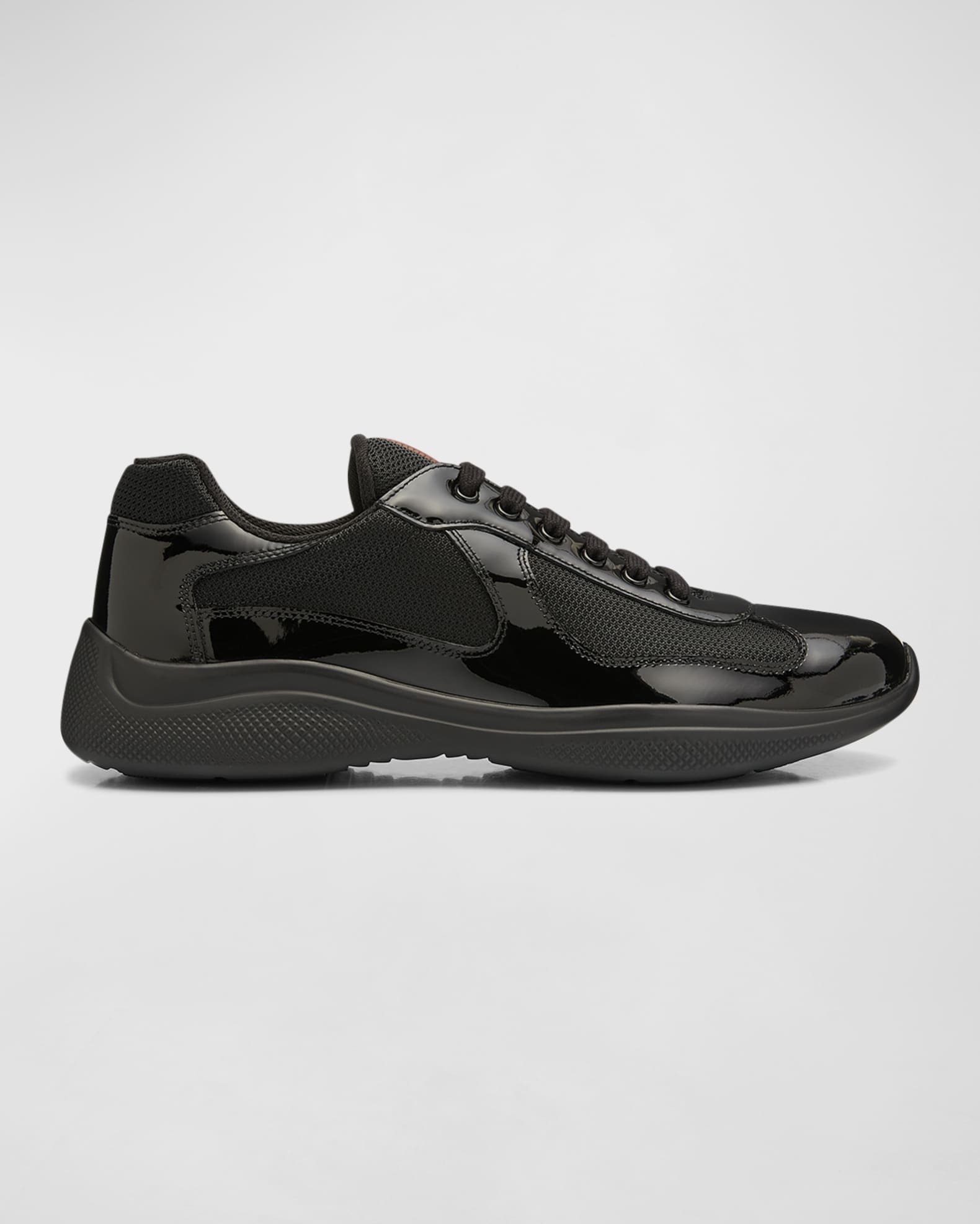 An application scenario or product detail of patent leather and technical fabric prada america's cup sneakers - Image 5