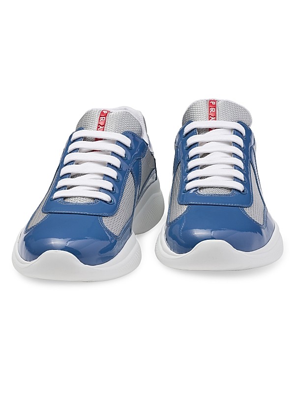 An application scenario or product detail of patent leather and technical fabric prada america's cup sneakers - Image 6