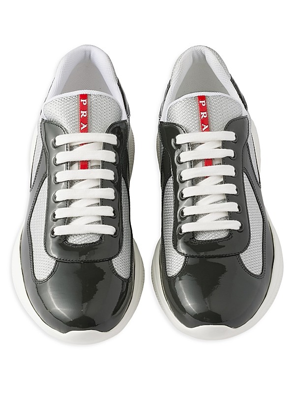 An application scenario or product detail of patent leather and technical fabric prada america's cup sneakers - Image 8