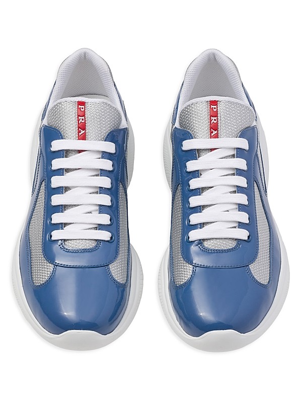 An application scenario or product detail of patent leather and technical fabric prada america's cup sneakers - Image 15