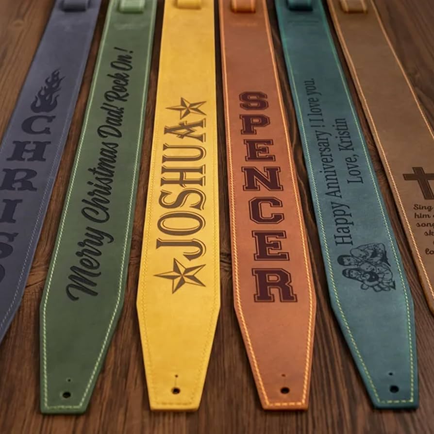An application scenario or product detail of personalized custom leather guitar straps - Image 5