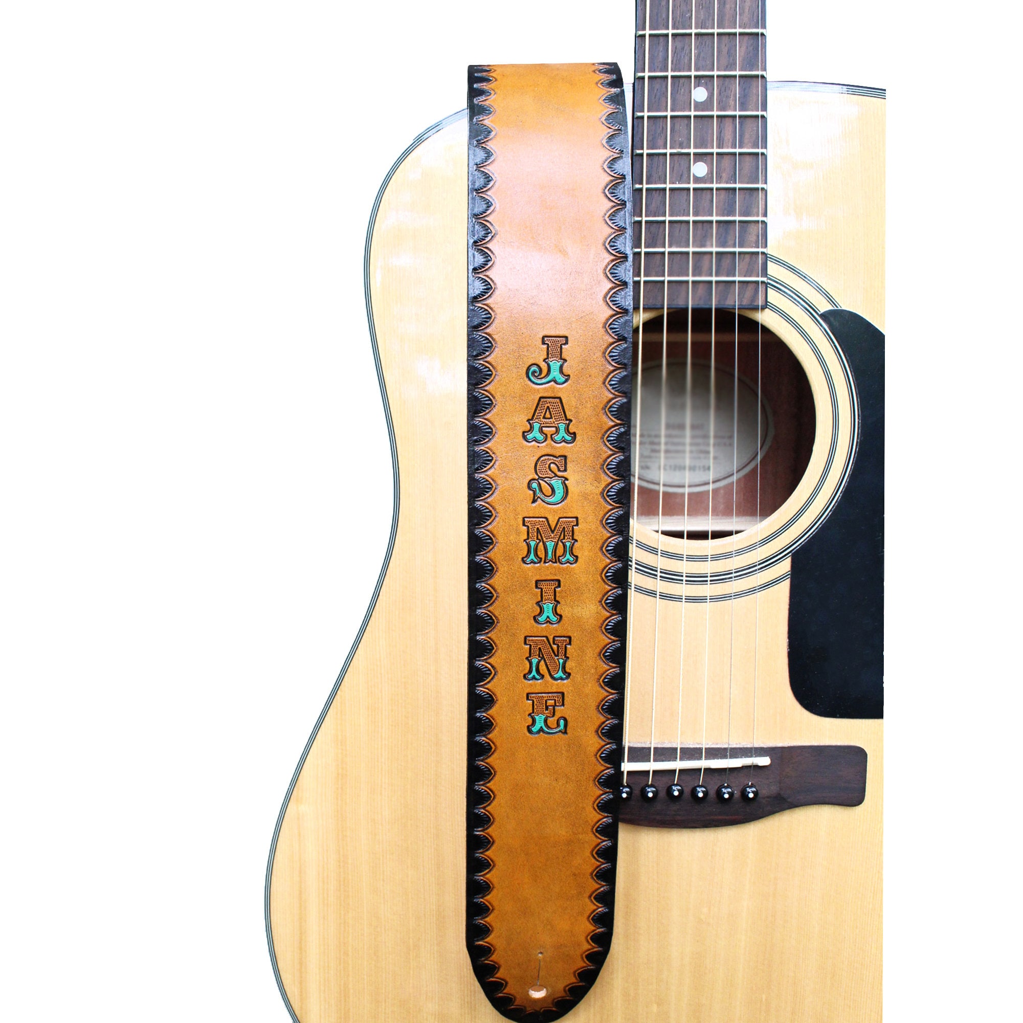 An application scenario or product detail of personalized custom leather guitar straps - Image 22