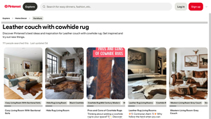 Pinterest - Leather Couch and Cowhide Rug