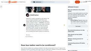 Reddit - Faux Leather Care Insights