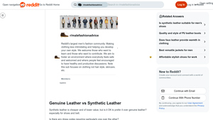 Reddit - Genuine vs. Synthetic Leather