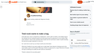 Reddit - Leatherworking Advice
