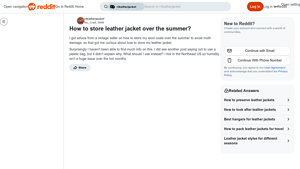 Reddit - Leather Jacket Storage Tips