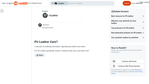 Reddit - PU Leather Care Tips