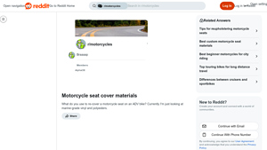 Reddit - Motorcycle Seat Recovery Essentials