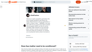 Reddit - Faux Leather Care Tips